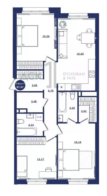 3-к кв. Ханты-Мансийский АО, Сургут Высоковольтная ул., 6/2 (87.67 м) - Фото 1