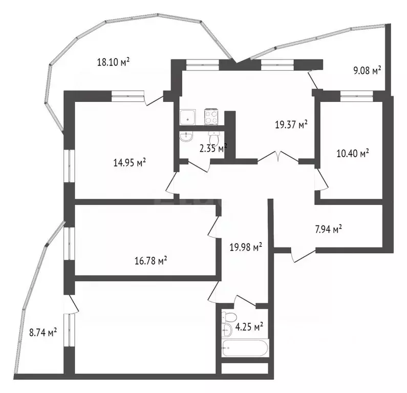4-к кв. Тюменская область, Тюмень ул. Федюнинского, 64к1 (113.6 м) - Фото 2