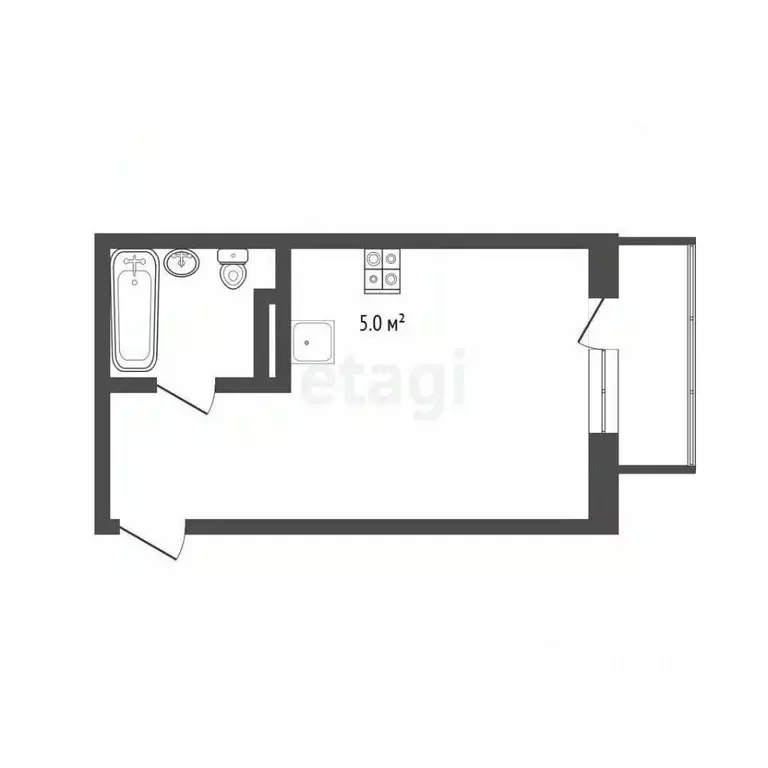 Студия Тюменская область, Тюмень Велижанская ул., 66к1 (25.4 м) - Фото 1