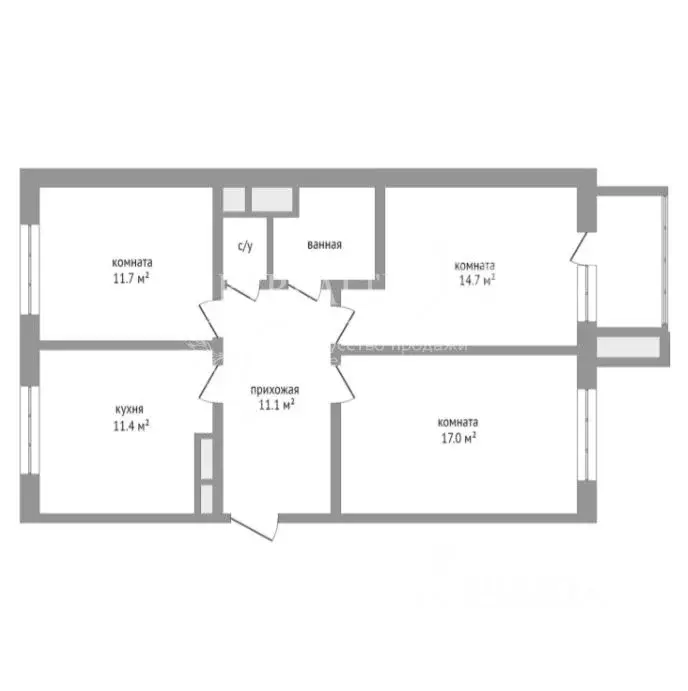 3-к кв. Москва Береговой проезд, 1Б (71.8 м) - Фото 2