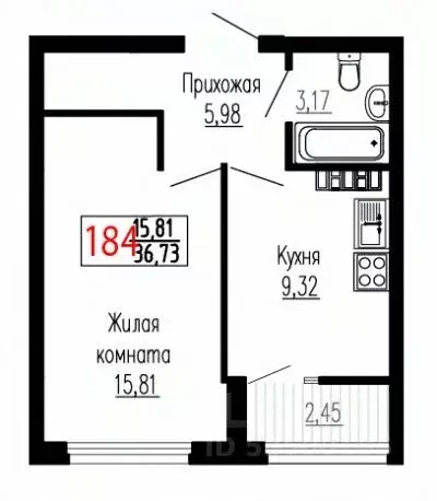 1-к кв. Свердловская область, Екатеринбург ул. Лыжников, 3 (36.5 м) - Фото 0