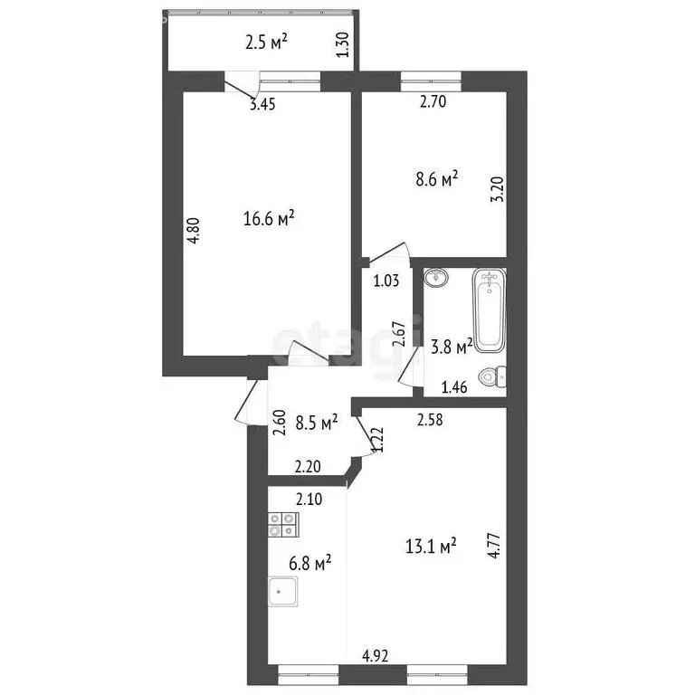3-комнатная квартира: Ишим, улица Чернышевского, 2А (57 м) - Фото 1