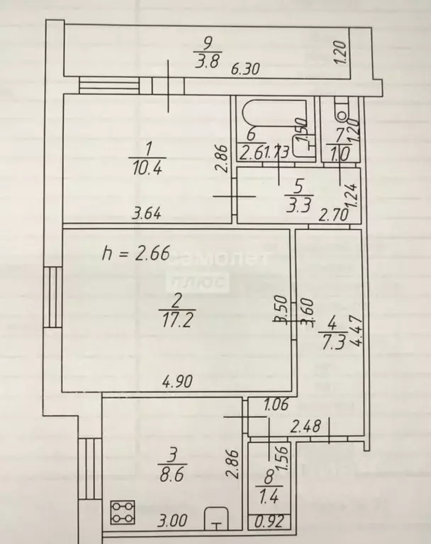 2-к кв. Татарстан, Казань ул. Липатова, 15а (55.6 м) - Фото 2