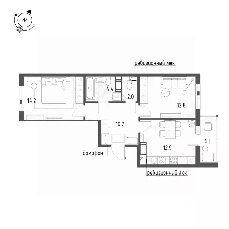 2-к кв. Санкт-Петербург пос. Шушары, ул. Чудовская, 14к1 (58.3 м) - Фото 1