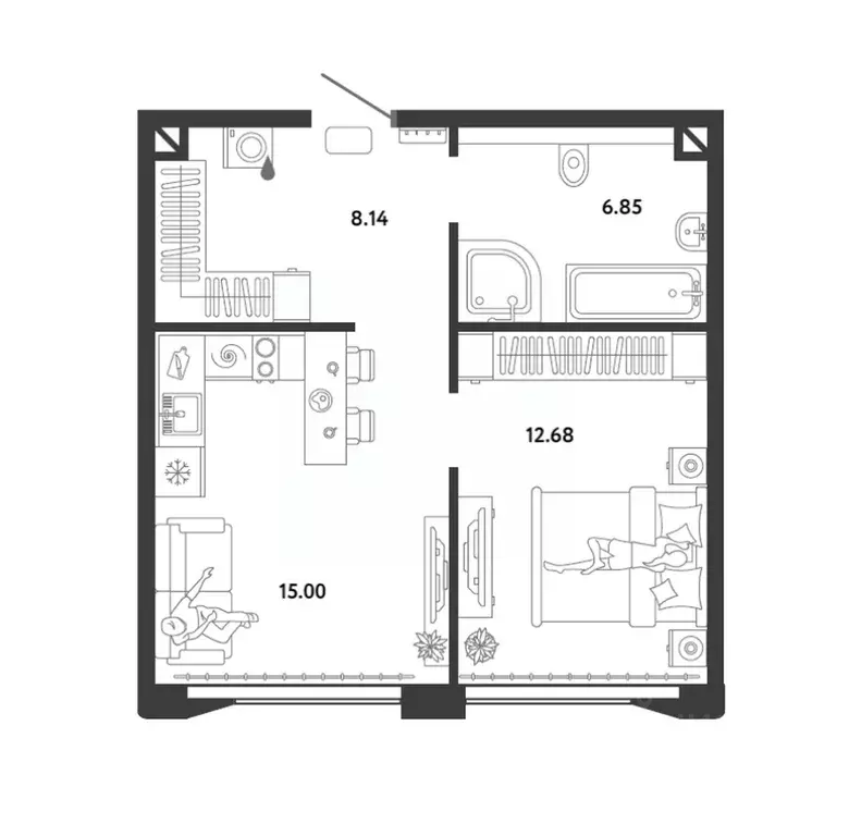 2-к кв. Москва Вау жилой комплекс (42.67 м) - Фото 1