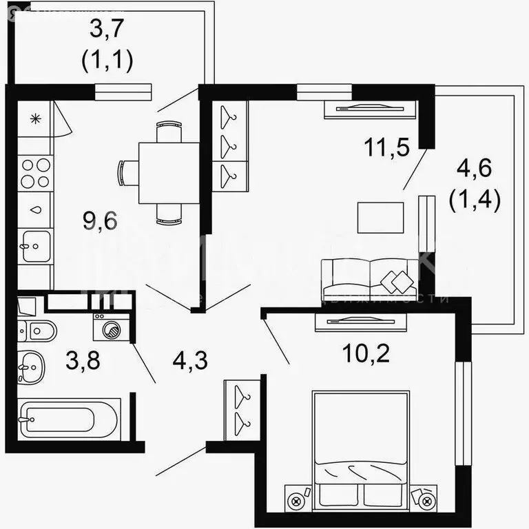 2-комнатная квартира: Сочи, улица Искры, 66/10 (41.9 м) - Фото 0