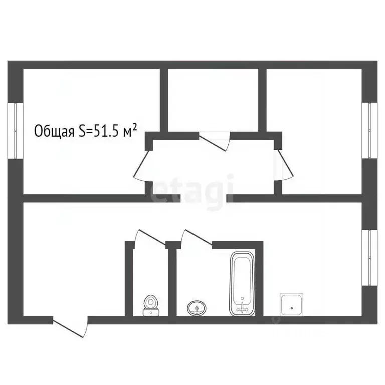 2-к кв. Брянская область, Жуковка ул. Мальцева, 15 (51.5 м) - Фото 1