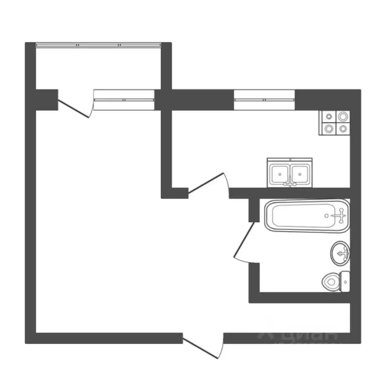 1-к кв. Тюменская область, Тюмень Полевая ул., 117к6 (33.9 м) - Фото 2