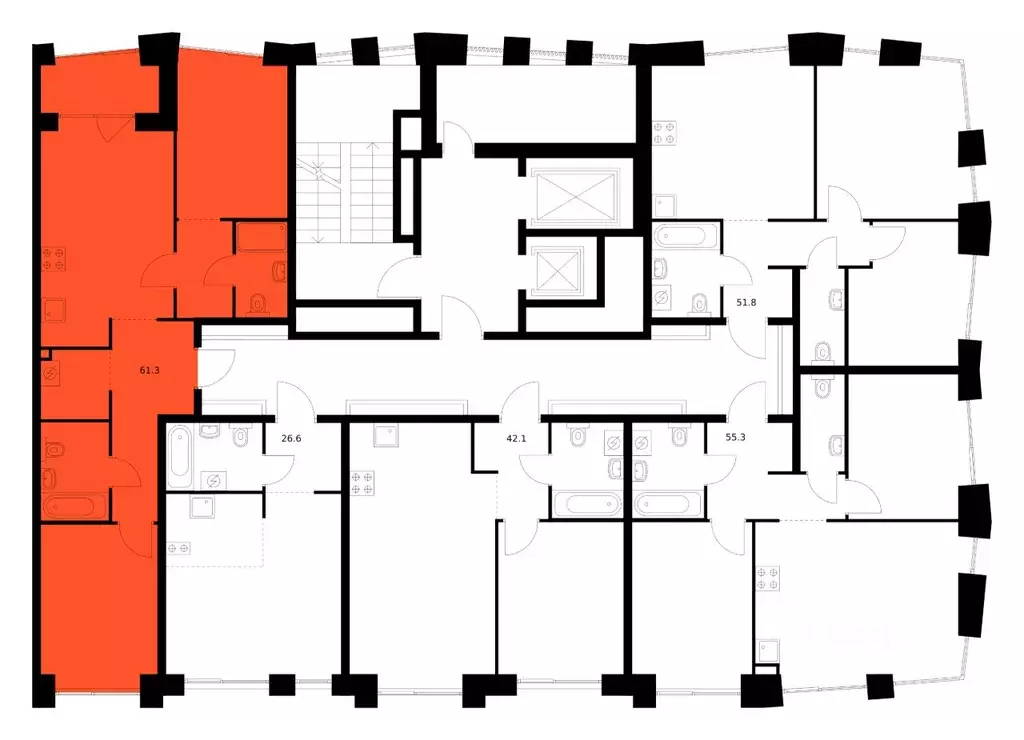 2-к кв. Татарстан, Казань Ботаническая 3 жилой комплекс, 1 (61.3 м) - Фото 2