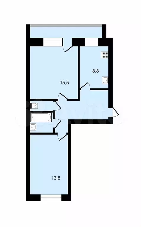 2-к. квартира, 52,5 м, 2/2 эт. - Фото 0