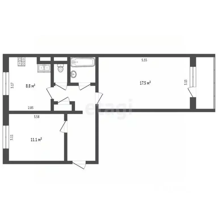 2-к кв. Ямало-Ненецкий АО, Муравленко ул. 70 лет Октября, 32 (51.3 м) - Фото 1
