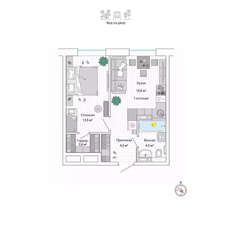 2-к кв. Приморский край, Владивосток ул. Нейбута (40.8 м) - Фото 1