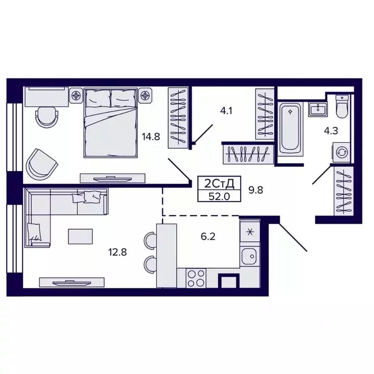 2-к кв. Хабаровский край, Хабаровск ул. Карла Маркса (52.03 м) - Фото 1