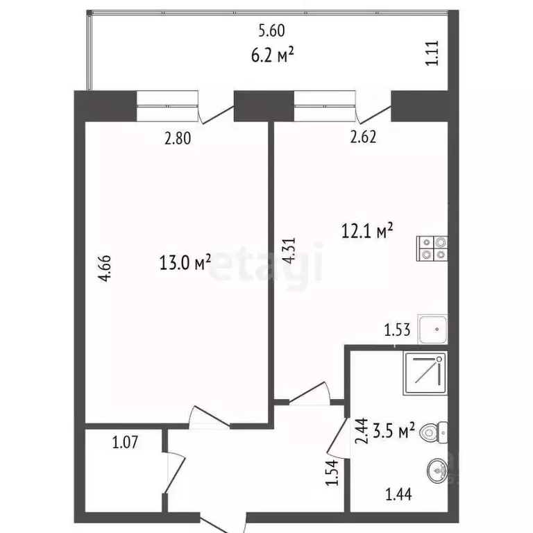 1-к кв. Ростовская область, Аксай ул. Речников, 15Бк4 (31.0 м) - Фото 1