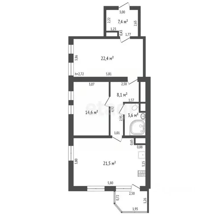 3-к кв. Воронежская область, Рамонский район, с. Ямное Советская ул., ... - Фото 1