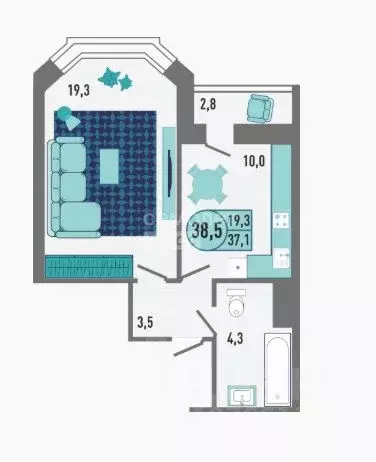1-к кв. Липецкая область, Липецк Минская ул., 4 (38.5 м) - Фото 2