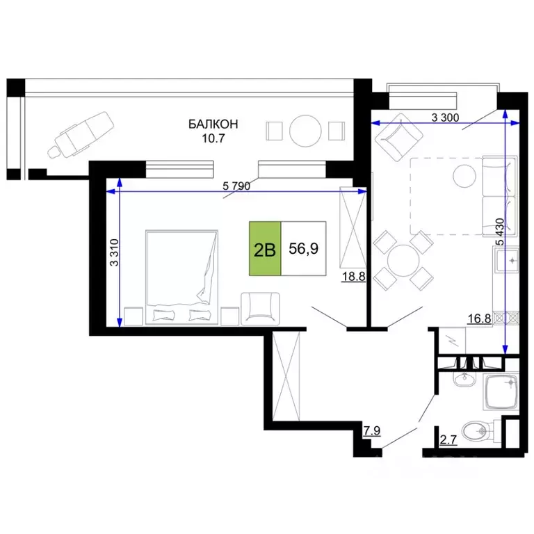 2-к кв. Краснодарский край, Анапа проезд Сосновый (56.9 м) - Фото 1