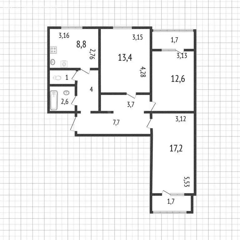 3-комнатная квартира: Белгород, Вокзальная улица, 28 (74.4 м) - Фото 0