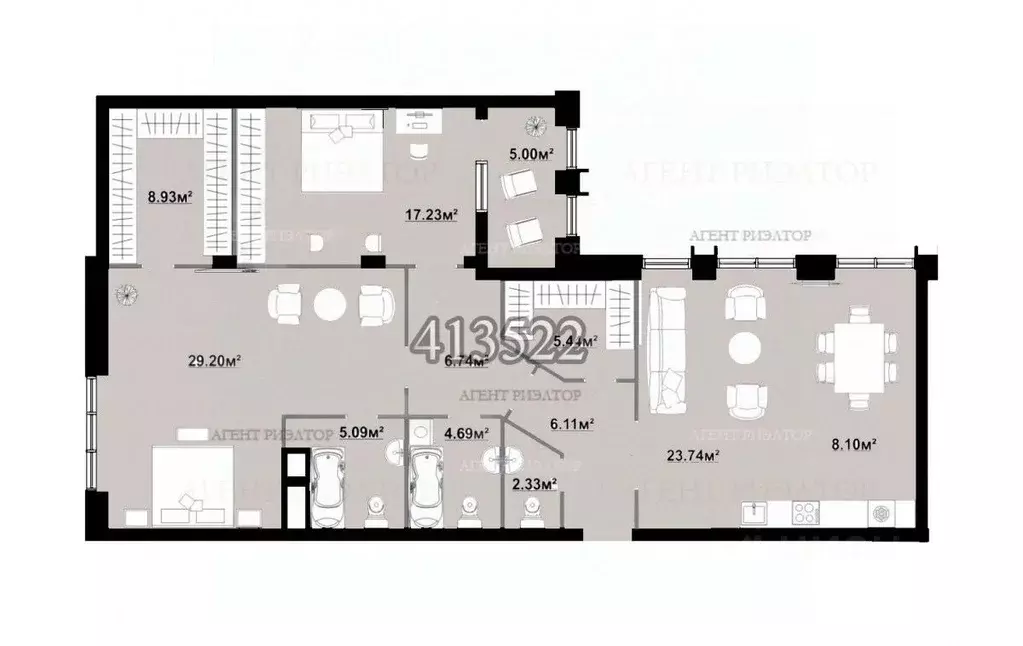 2-к кв. Москва ул. Усачева, 15 (120.1 м) - Фото 2