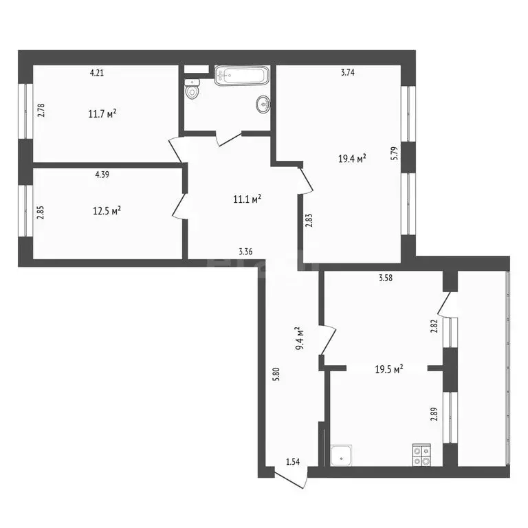 3-комнатная квартира: Тюмень, Широтная улица, 156/1 (89.2 м) - Фото 1