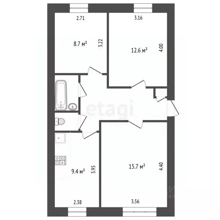 3-к кв. Челябинская область, Челябинск Новороссийская ул., 53 (60.6 м) - Фото 2