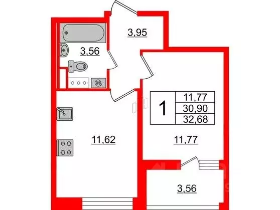 1-к кв. Санкт-Петербург Кубинская ул., 82к3с1 (32.68 м) - Фото 0