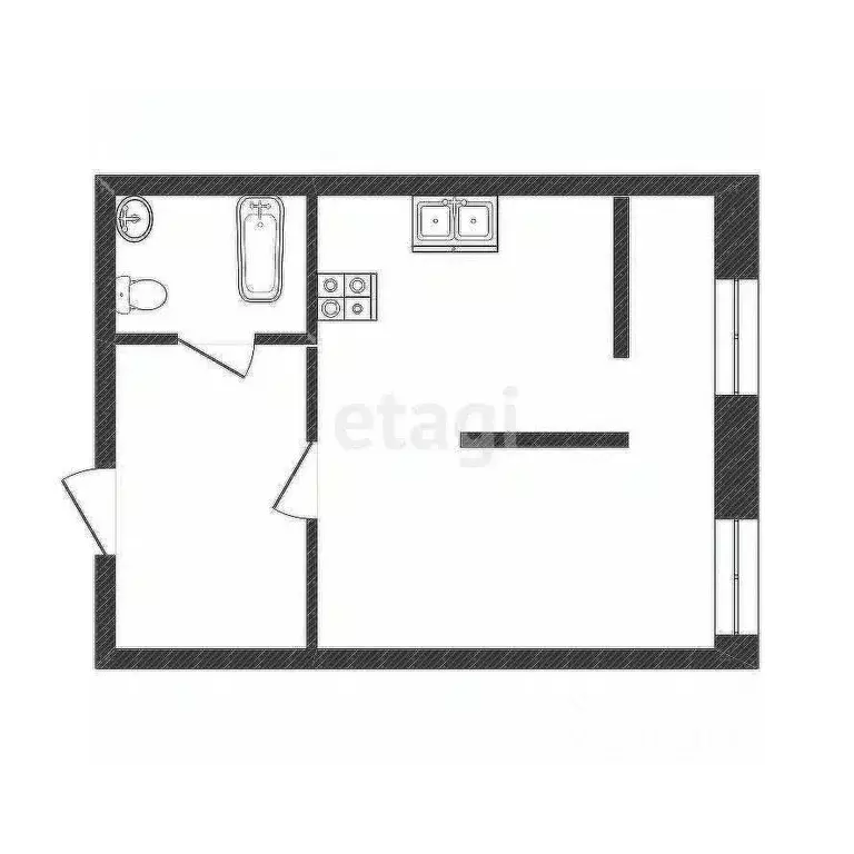 Студия Белгородская область, Белгород ул. Семейная, 23 (30.4 м) - Фото 2