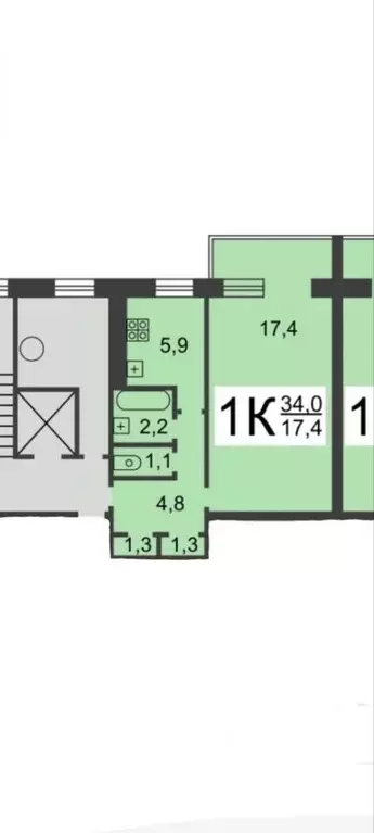 1-к кв. Нижегородская область, Нижний Новгород Радужная ул., 14 (34.0 ... - Фото 2