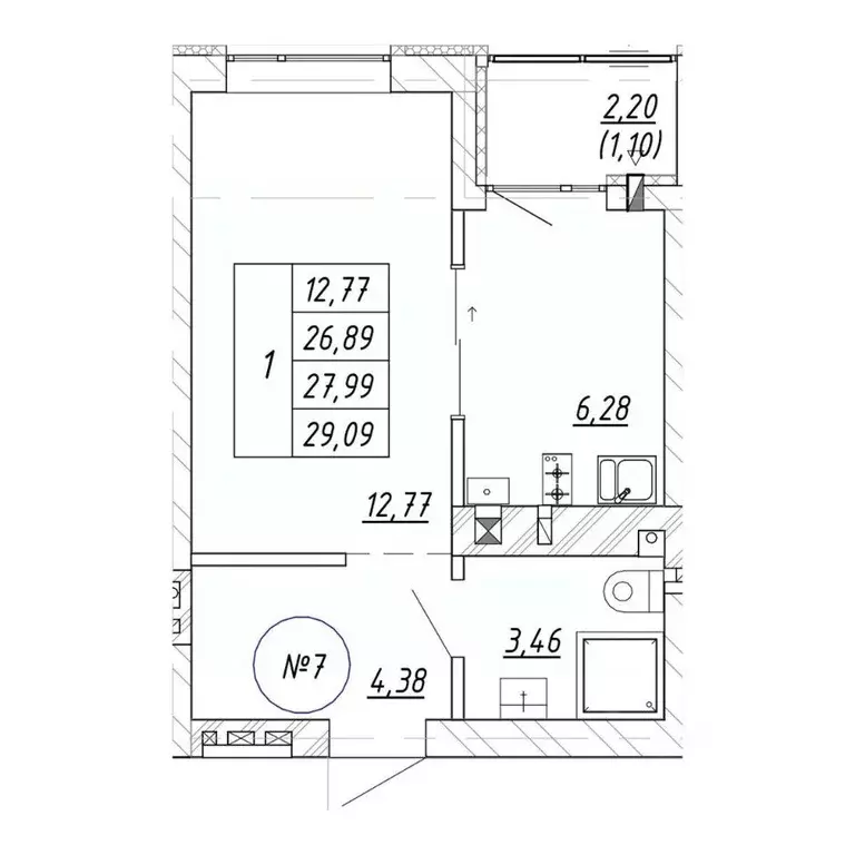 1-к кв. Калининградская область, Зеленоградск  (29.09 м) - Фото 1