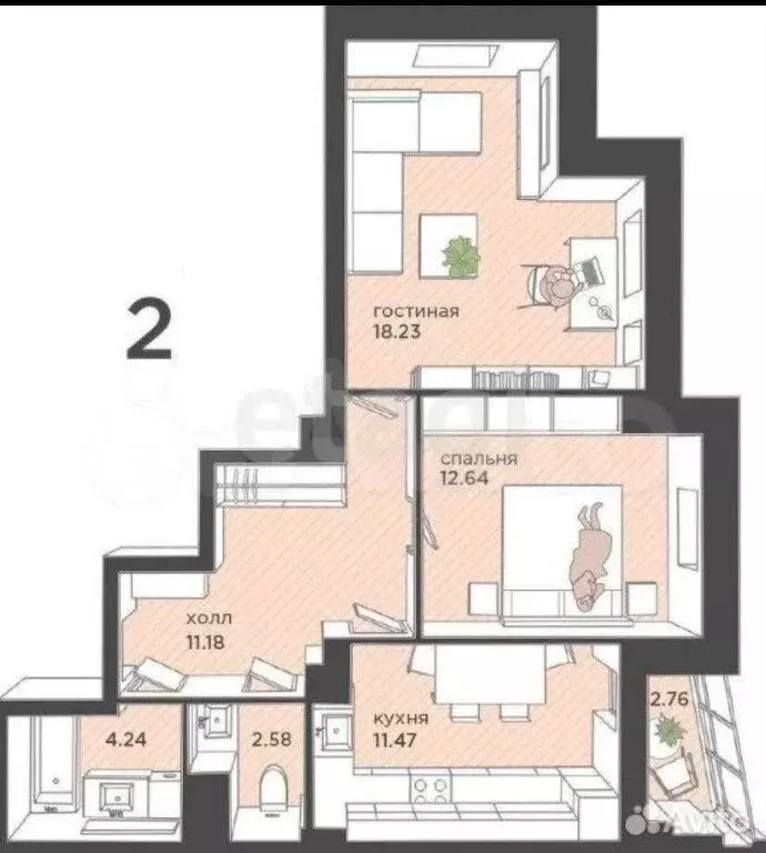 2-комнатная квартира: Калининград, улица Гайдара, 90 (65.7 м) - Фото 0