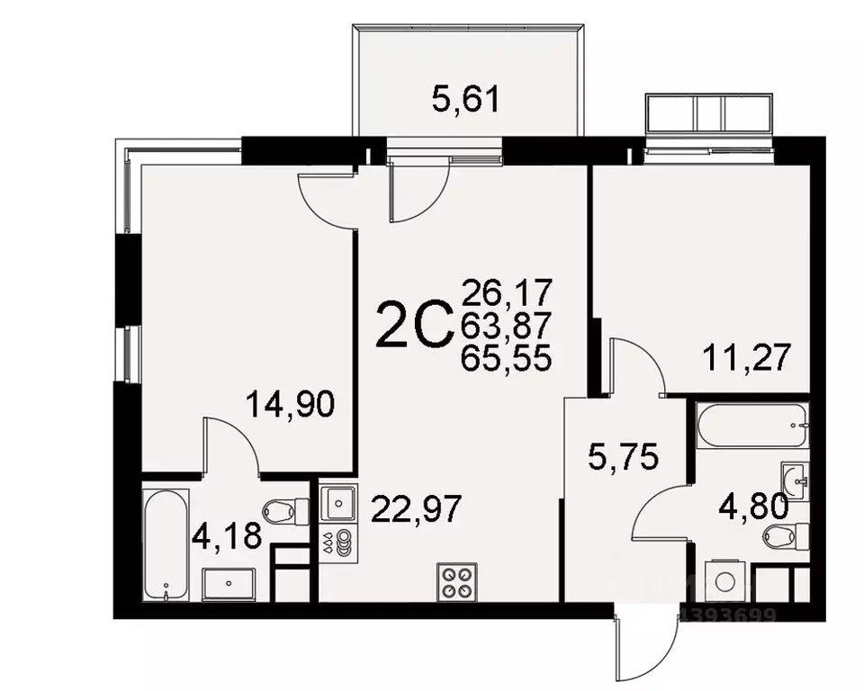 2-к кв. Тульская область, Тула Хлебная пл. (63.87 м) - Фото 0