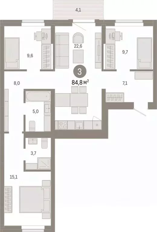3-к кв. Омская область, Омск ул. Б.Г. Шаронова, 9 (84.79 м) - Фото 0
