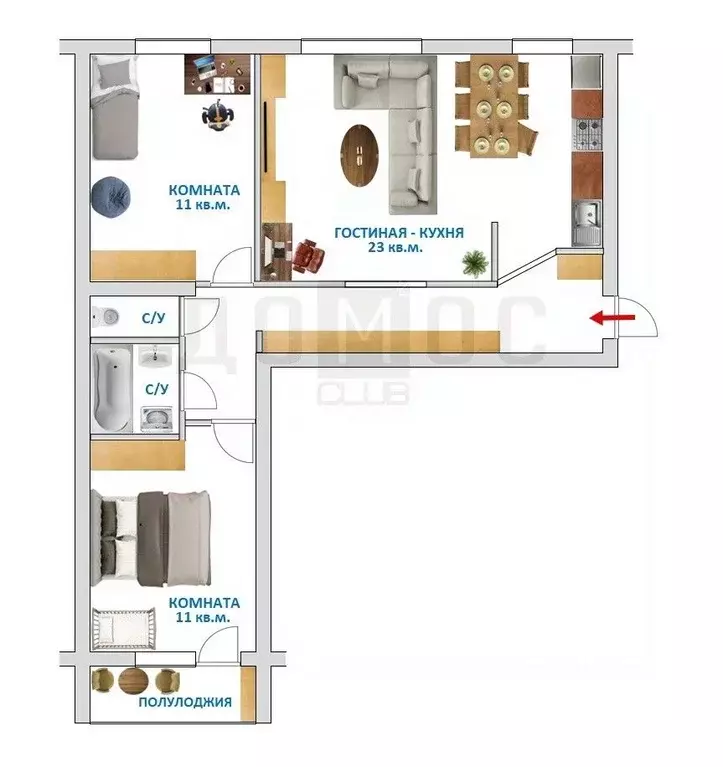 3-к кв. Свердловская область, Екатеринбург ул. Тверитина, 19 (57.5 м) - Фото 1