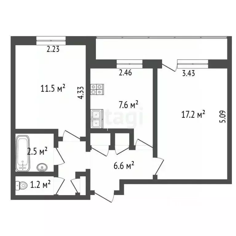 2-к кв. Ярославская область, Ярославль ул. Калинина, 35 (47.8 м) - Фото 1