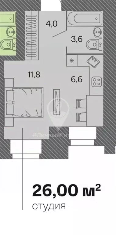 1-к кв. Рязанская область, Рязань ул. Космонавтов, 16 (26.0 м) - Фото 0