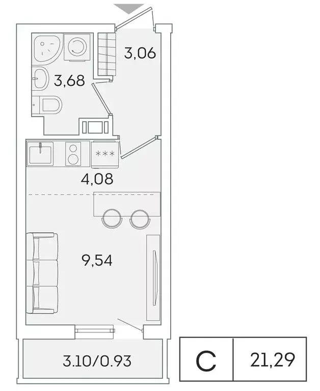 Квартира-студия: Мурино, Графская улица, 6к4 (20.4 м) - Фото 0