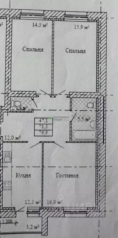 3-к кв. Тамбовская область, Тамбов Мичуринская ул., 213Вк1 (79.0 м) - Фото 2