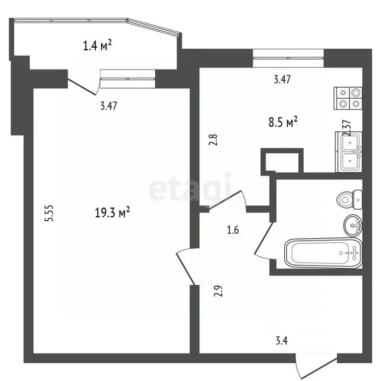 1-к кв. Московская область, Черноголовка Школьный бул., 18 (39.5 м) - Фото 1