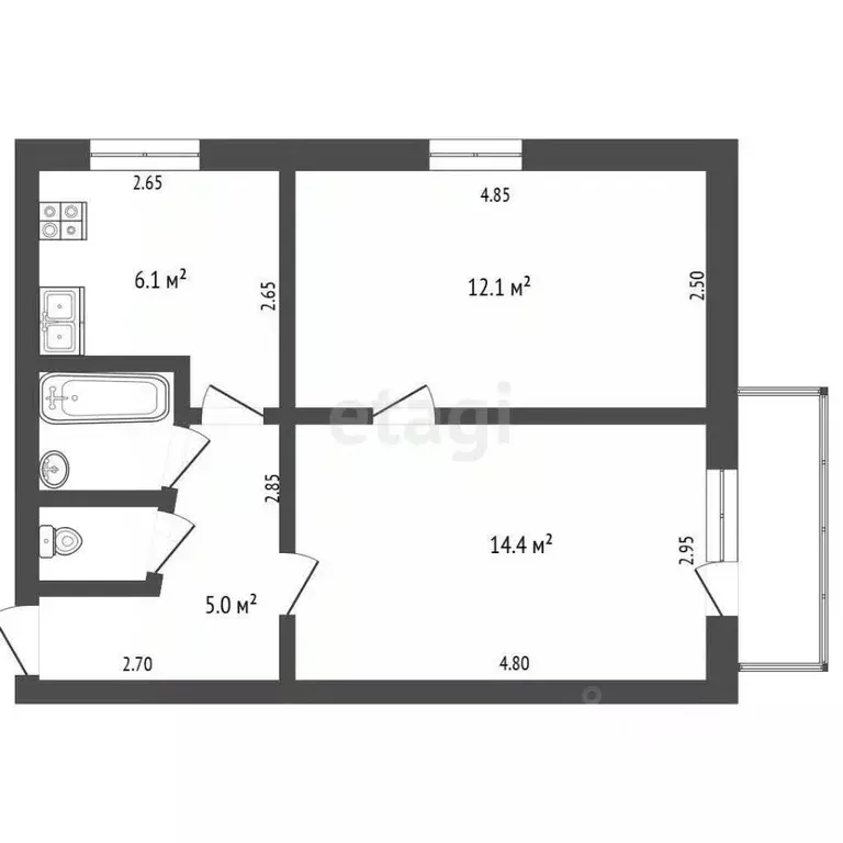 2-к кв. Орловская область, Орел Красноармейская ул., 11 (40.6 м) - Фото 2