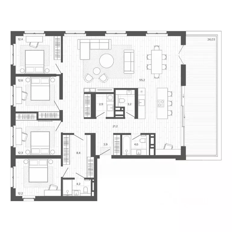 5-к кв. Алтайский край, Барнаул тракт Змеиногорский, 35Бк3 (176.87 м) - Фото 1