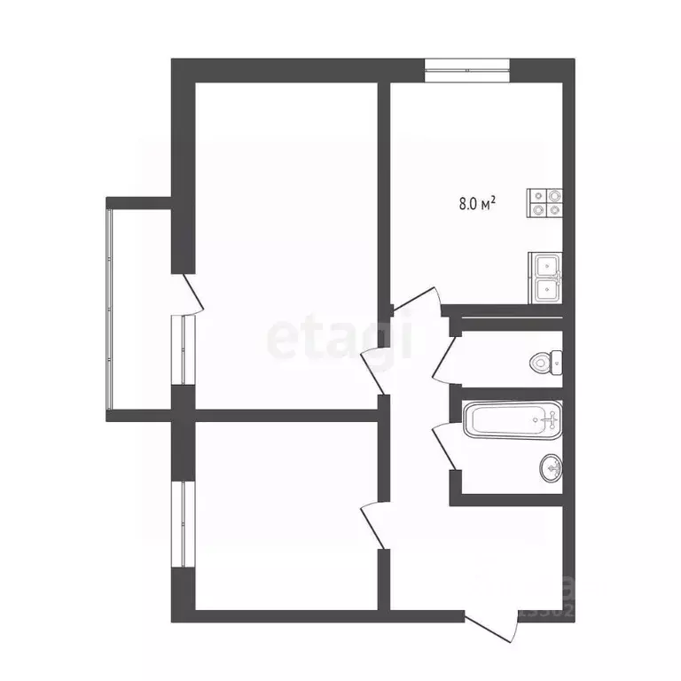 2-к кв. Ханты-Мансийский АО, Когалым ул. Романтиков, 2 (48.0 м) - Фото 1