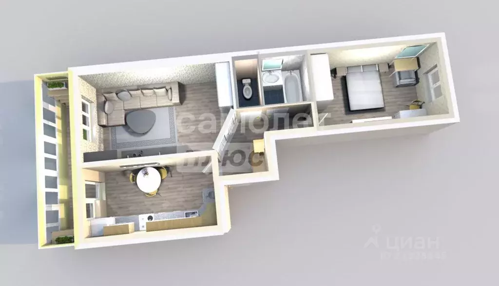 2-к кв. Татарстан, Зеленодольск просп. Строителей, 24А (50.4 м) - Фото 2