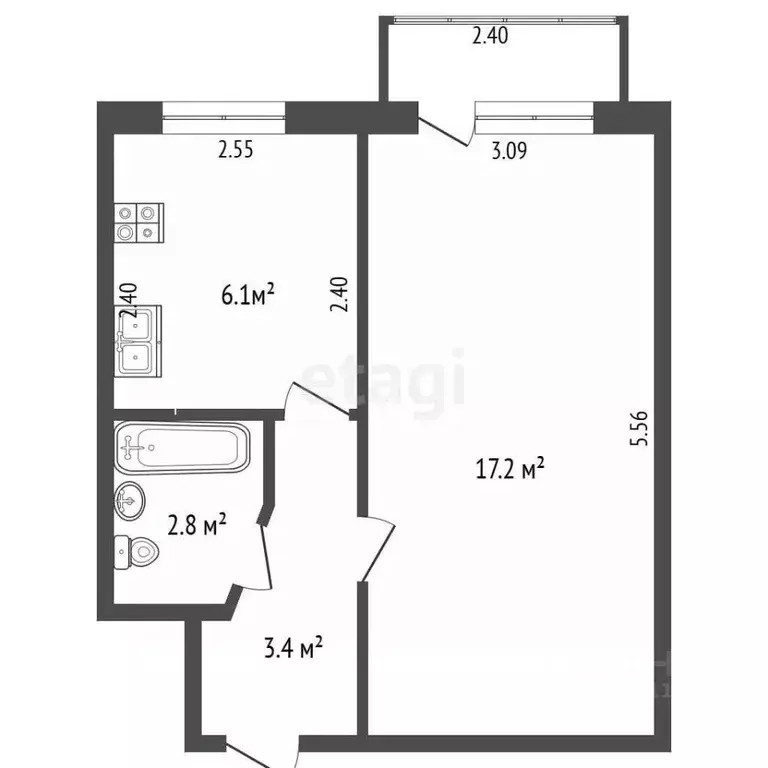 1-к кв. Севастополь просп. Генерала Острякова, 42 (30.1 м) - Фото 2