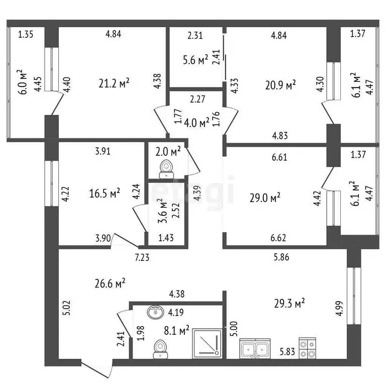 4-комнатная квартира: Стерлитамак, Деповская улица, 23А (166.8 м) - Фото 1