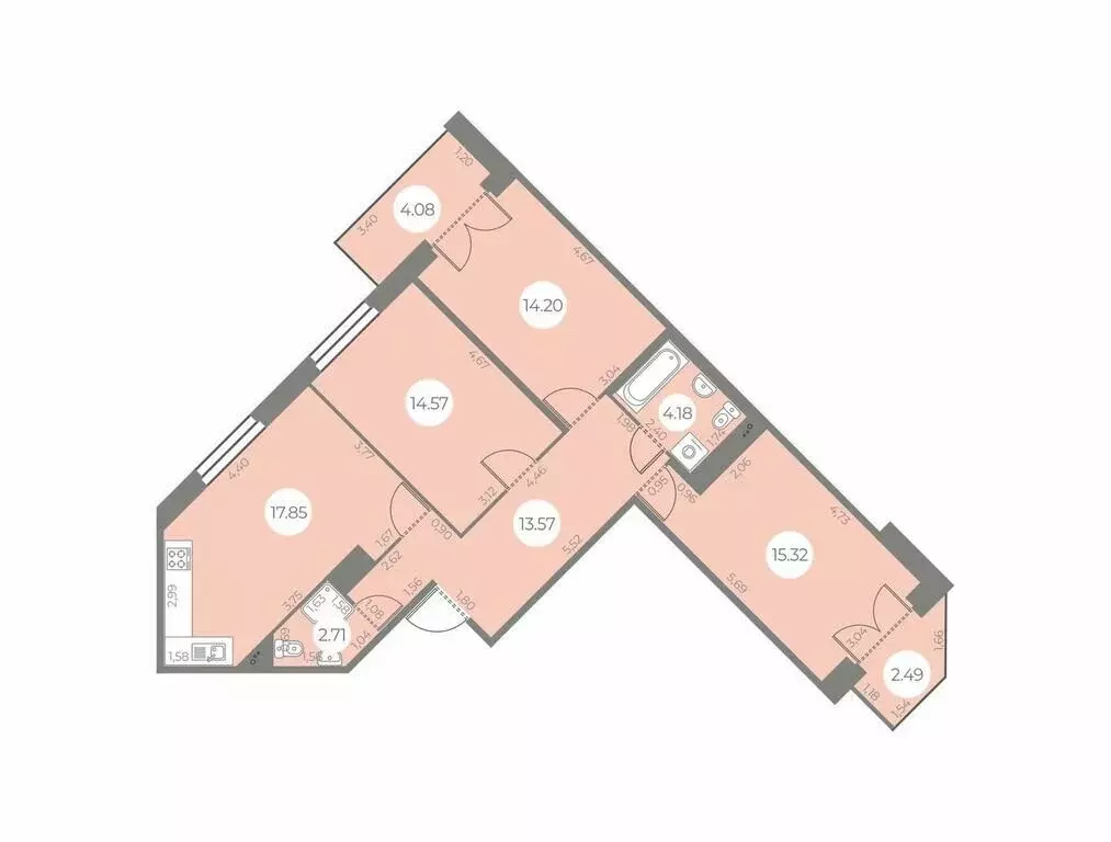 3-комнатная квартира: Санкт-Петербург, улица Маршала Захарова, 8 ... - Фото 0