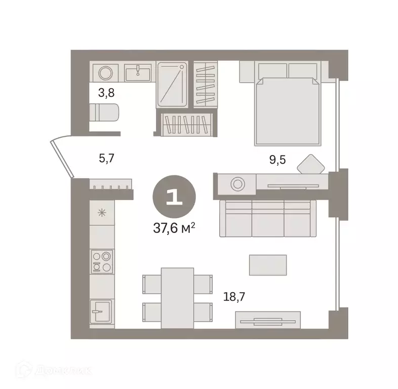 Продаётся 1-к квартира, 37.61 м - Фото 0