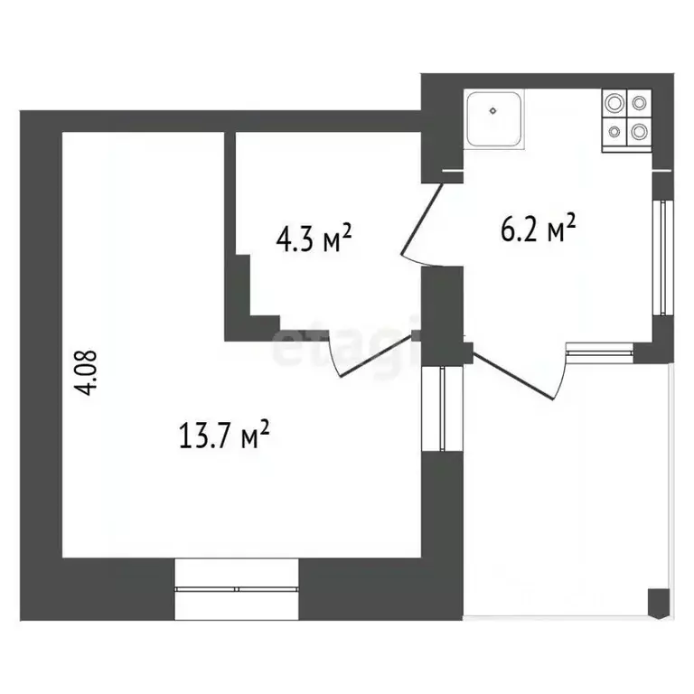 1-к кв. Крым, Симферополь ул. Дыбенко (24.2 м) - Фото 2