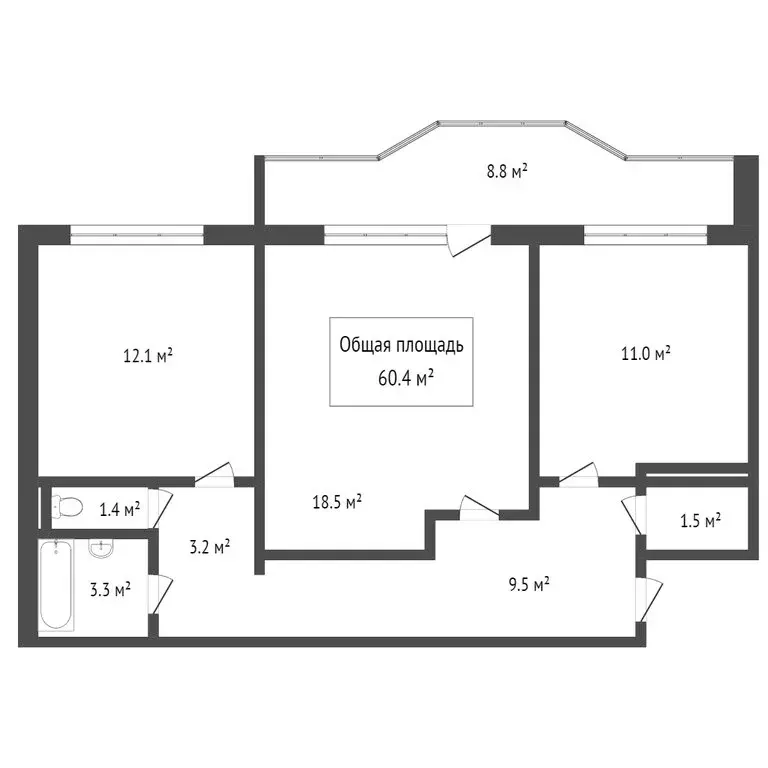 2-комнатная квартира: Томск, Урожайный переулок, 29 (60 м) - Фото 0