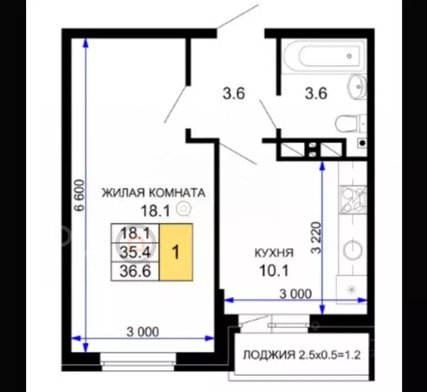 1-к кв. Краснодарский край, Краснодар ул. Летчика Позднякова, 2 (36.6 ... - Фото 0