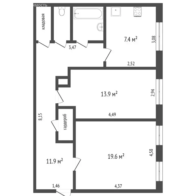 2-комнатная квартира: Воронеж, улица Мира, 2 (56 м) - Фото 1